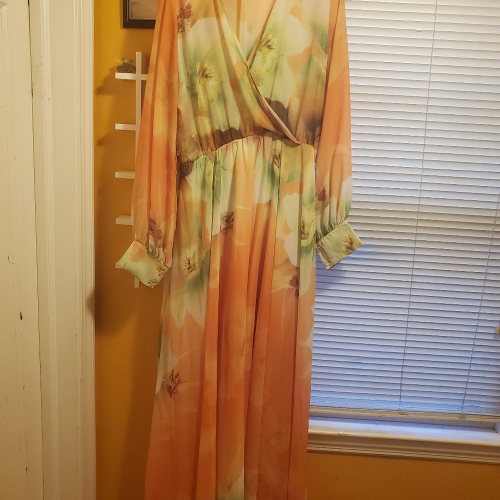 Floor length faux wrap maxi